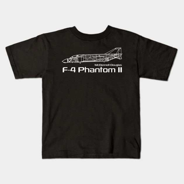 McDonnell Douglas F-4 Phantom II Kids T-Shirt by BearCaveDesigns